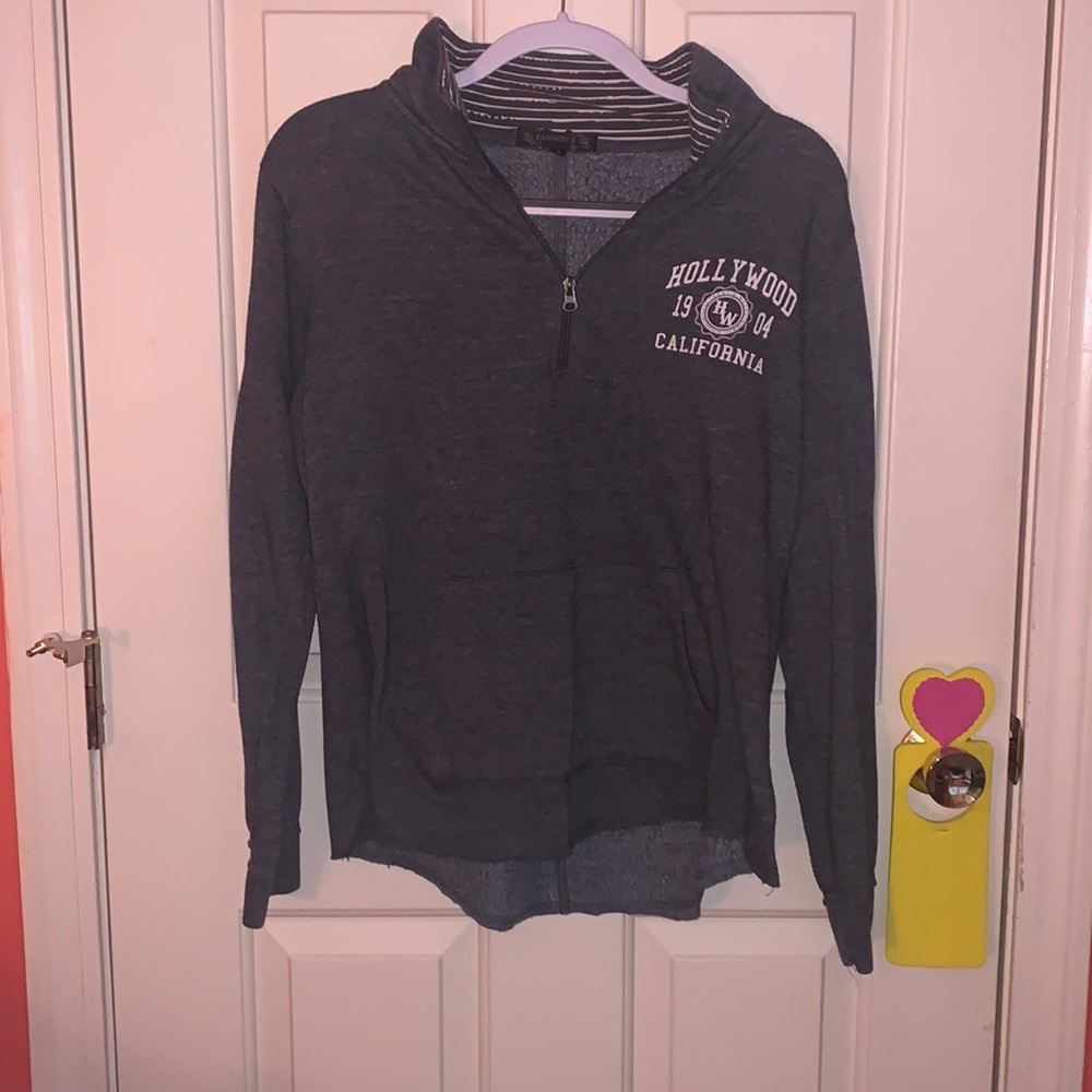 Grey zip up Hollywood California sweatshirt